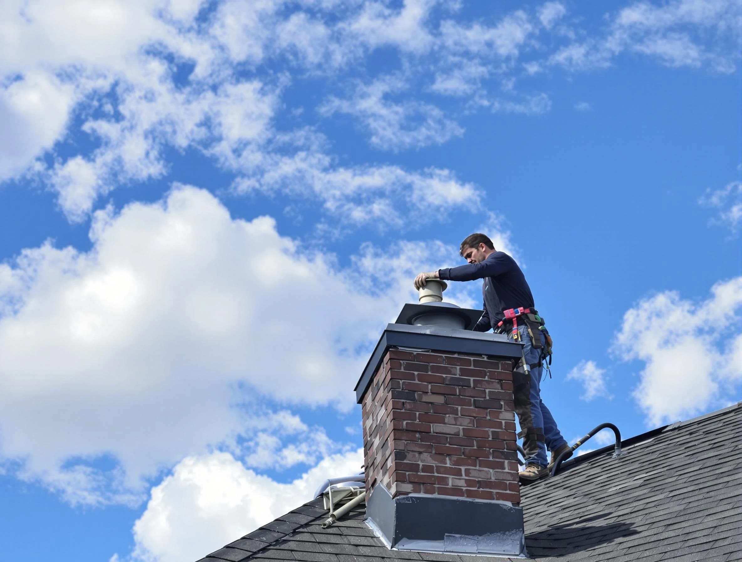 Toms River Chimney Sweep installing a sturdy chimney cap in Toms River, NJ