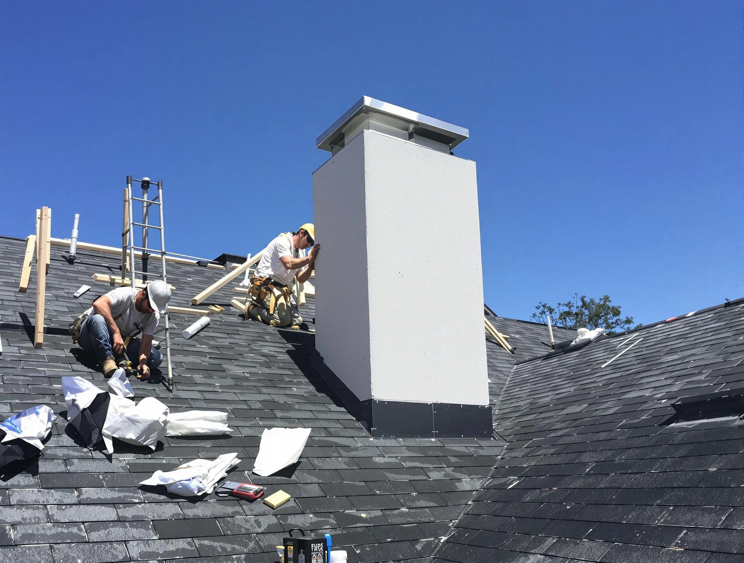 Toms River Chimney Sweep crew installing a new chimney in Toms River, NJ