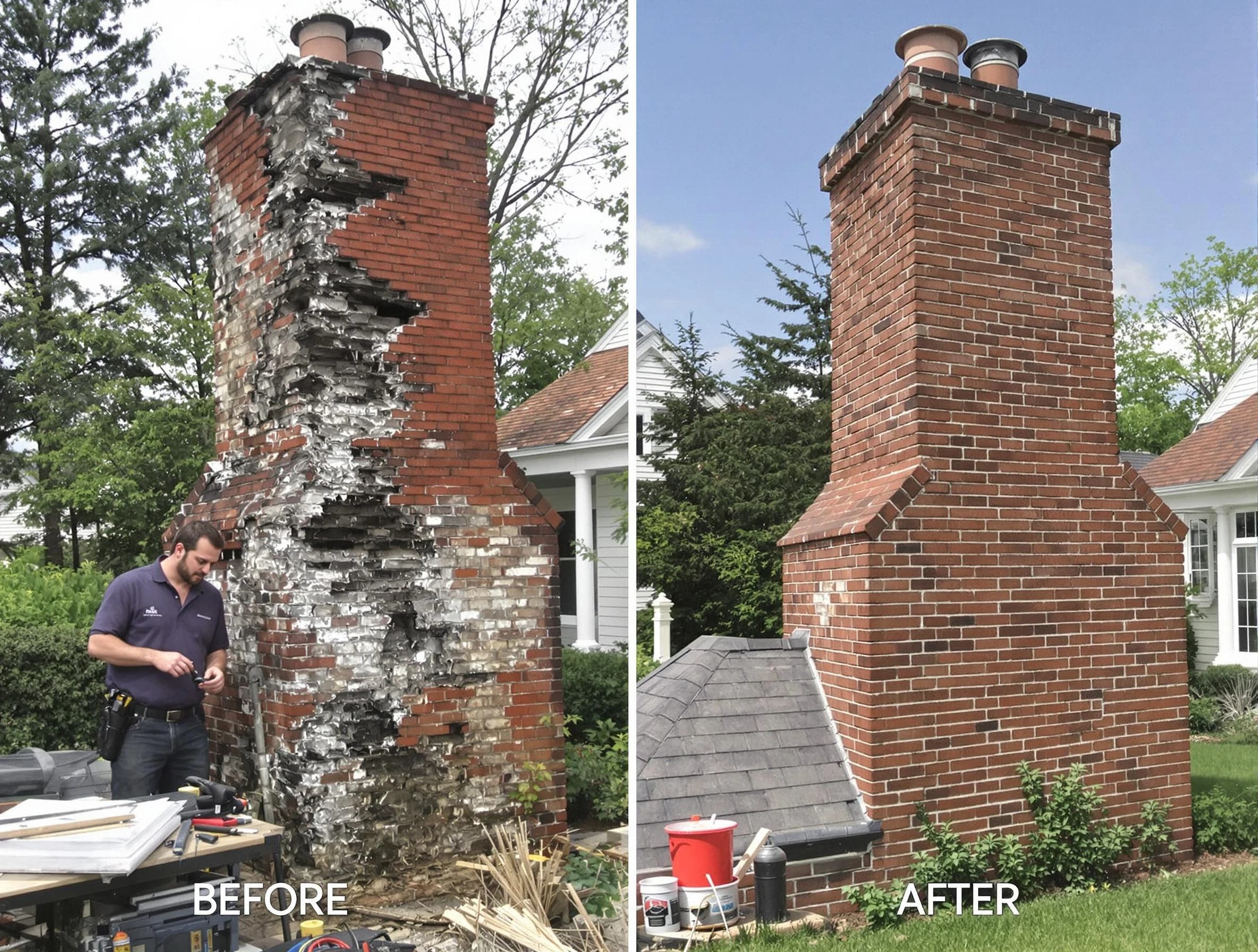 Toms River Chimney Sweep performing a full chimney restoration in Toms River, NJ