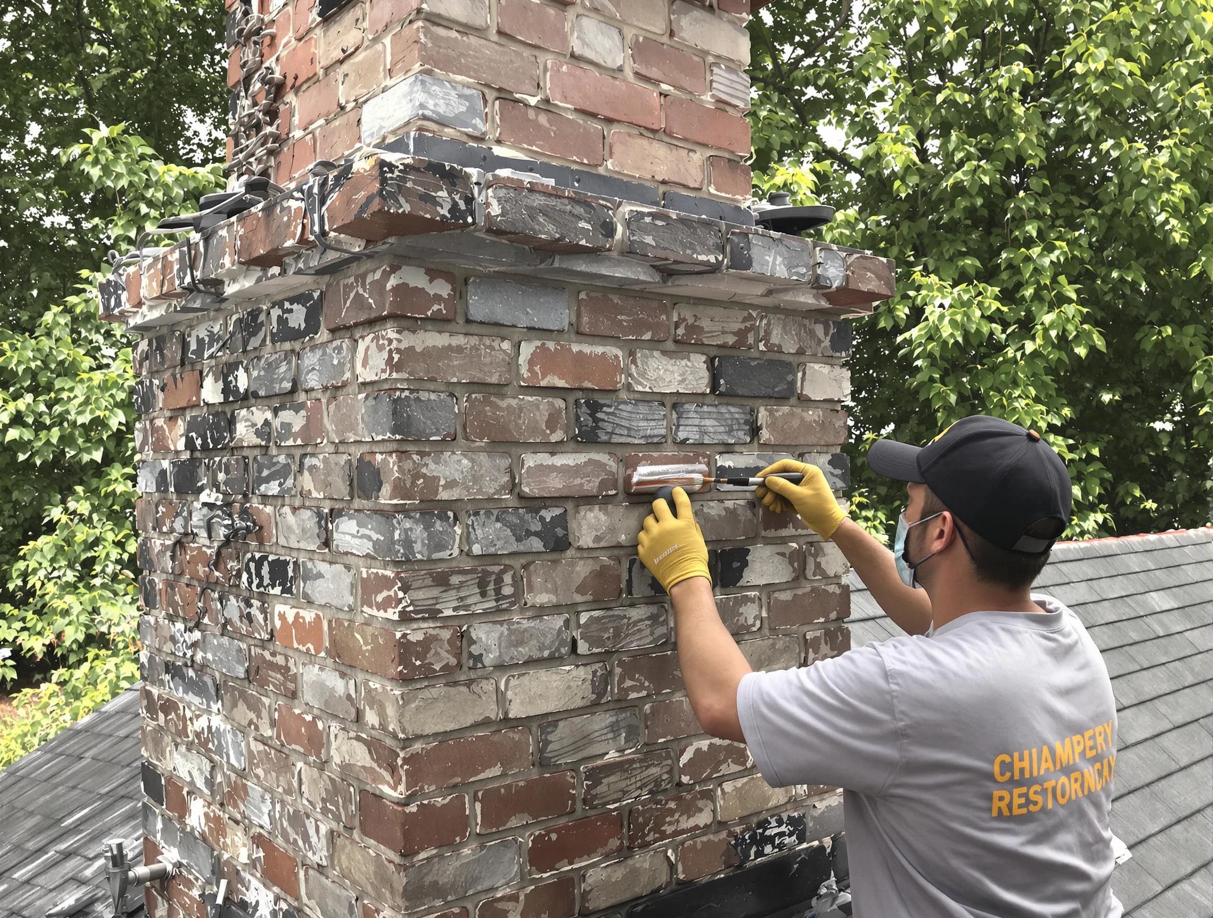 In-progress chimney restoration by Toms River Chimney Sweep in Toms River, NJ