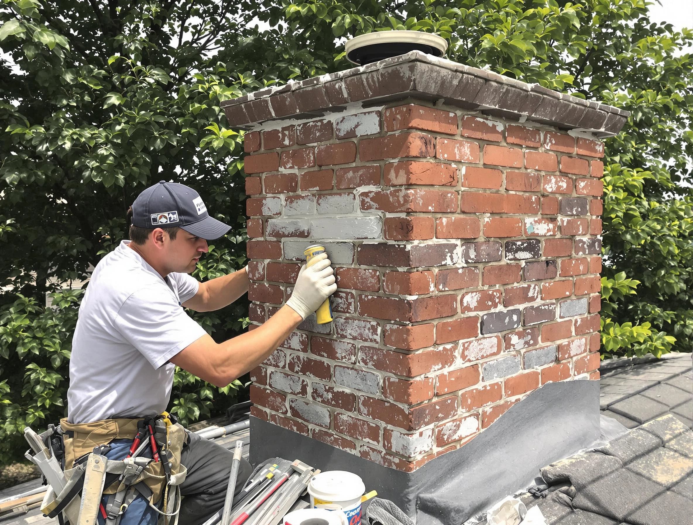 Toms River Chimney Sweep restoring an aging chimney in Toms River, NJ