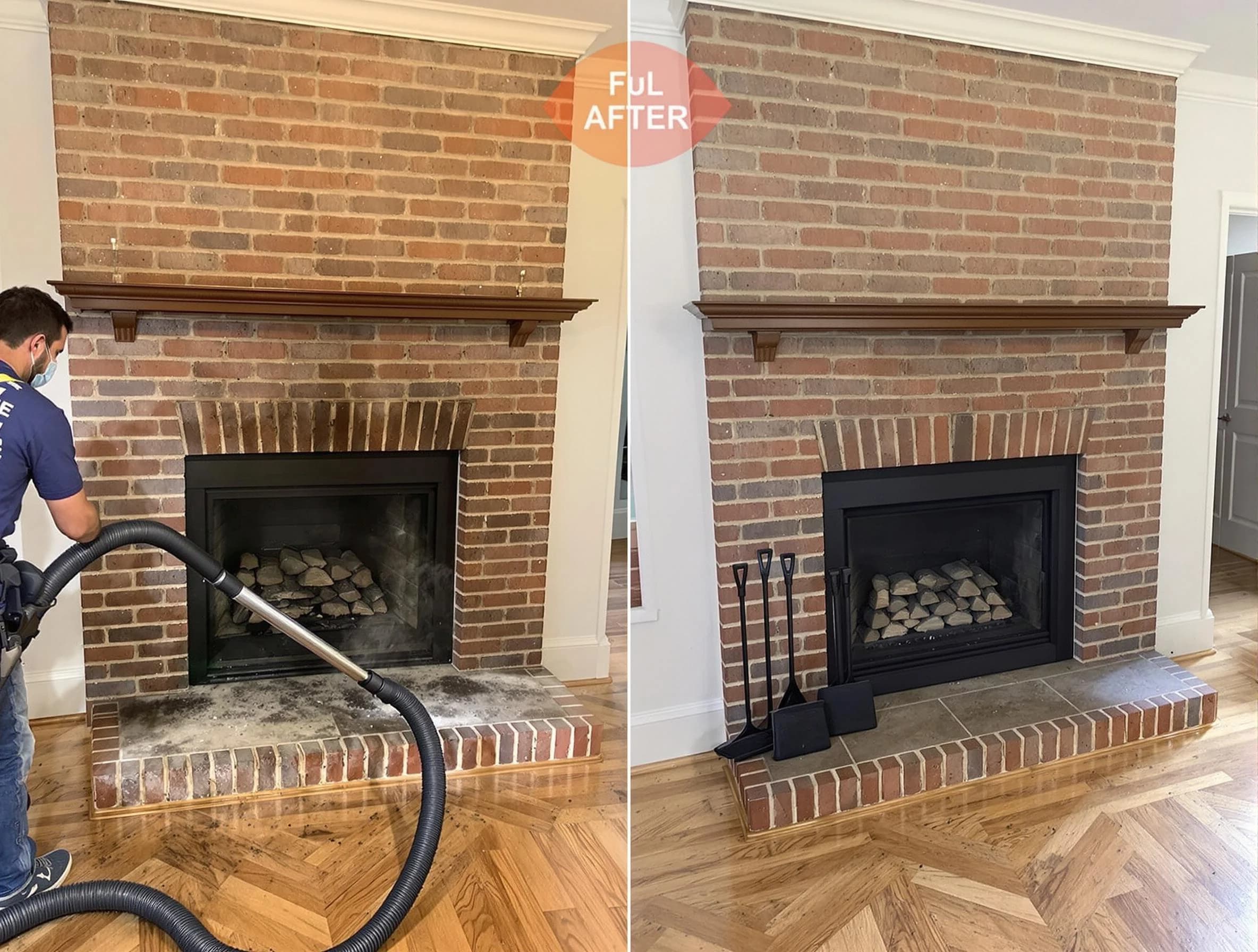 Toms River Chimney Sweep carefully sanitizing a fireplace in Toms River, NJ