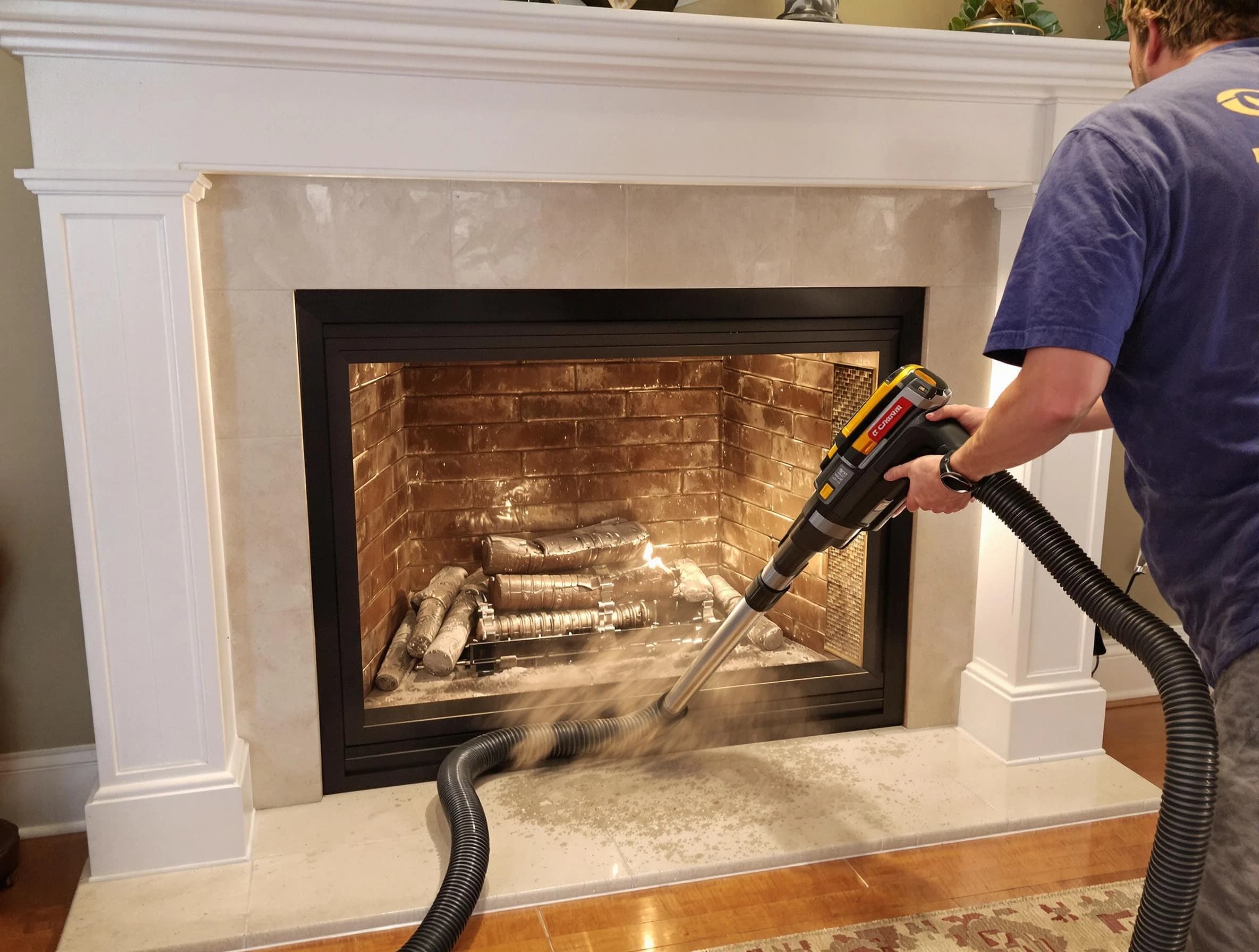 Fireplace cleaning performed by Toms River Chimney Sweep in Toms River, NJ